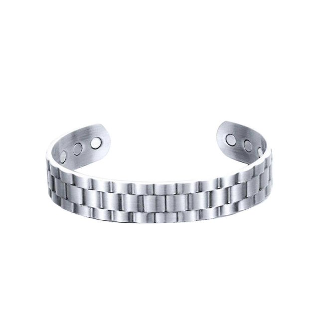 Pulsera de terapia magnética fuerte doble de cobre antiguo Yashi Plata antigua modelo 11771