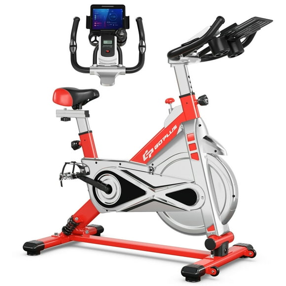 Goplus Indoor Stationary Exercise Cycle Bike Bicycle Workout w/ Large Holder Red