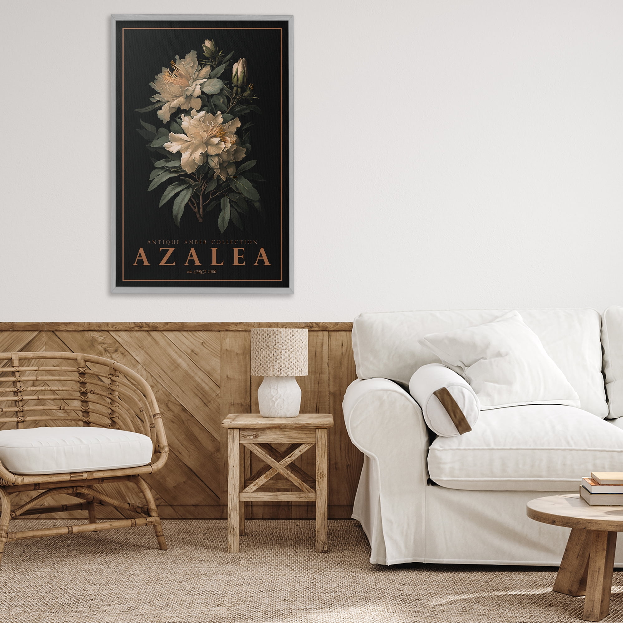 Stupell Industries Antique Azalea Light Gray Framed Giclee Art, design by Chris Giampietro