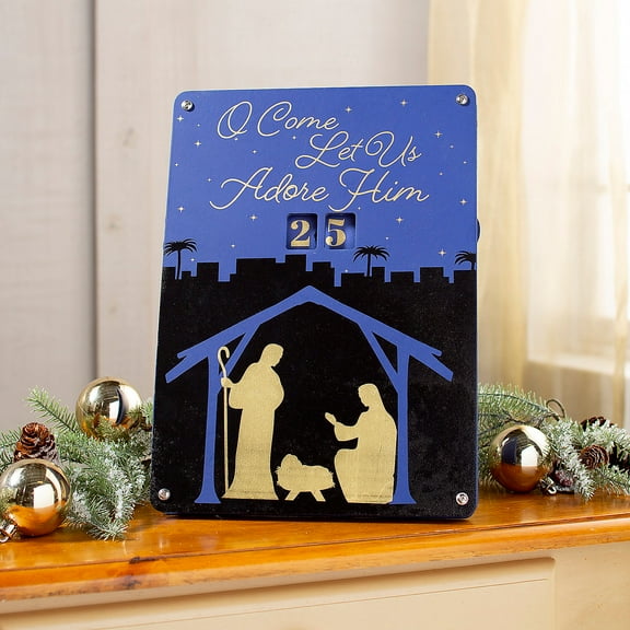 Nativity Advent Calendar Sign with Easel, Home Decor, Christmas, 1 Pieces