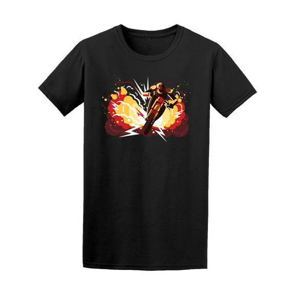 Stuntman With Motorcycle T-Shirt Men -Image by Shutterstock, Male 4X-Large