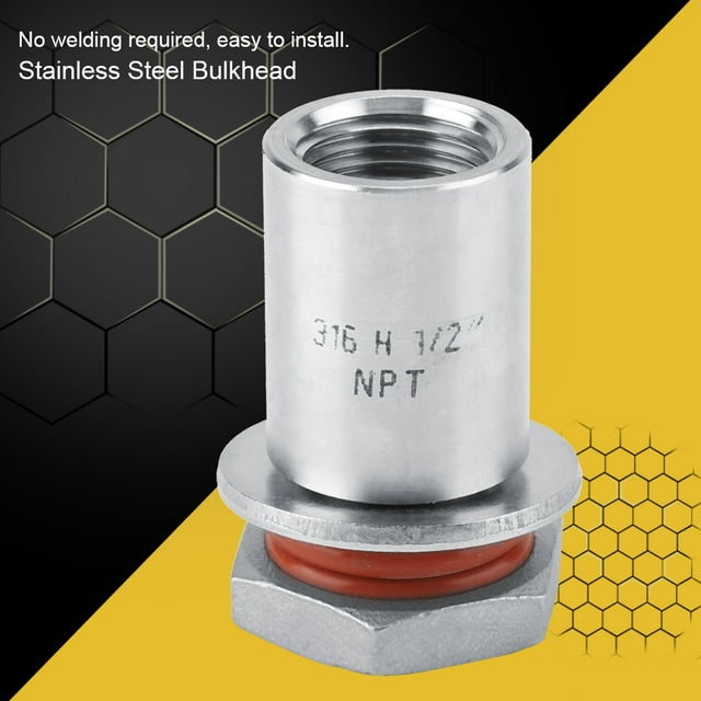Weldless Bulkhead,1/2" Stainless Steel Homebrew Bulkhead Fittingfor Kettle Stainless Steel Bulkhead Extended Durability