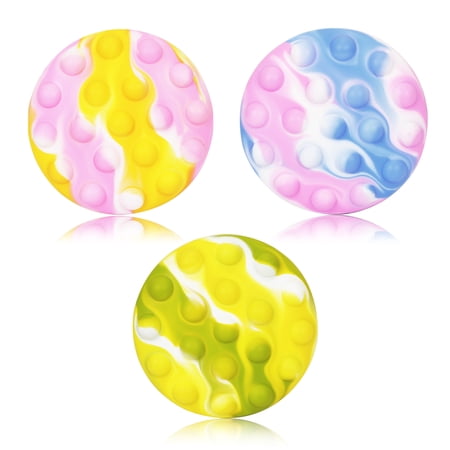 Skycase 3D Fidget Toy,3Pcs Pop Stress Ball Fidget Toy,Push Pop Bubble Sensory Fidget Toy,Autism Special Needs Stress Reliever Squeeze Sensory Toy , Silicone Stress Reliever Toy