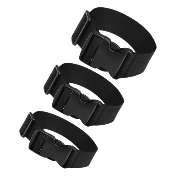 NICEXMAS Black Nylon Buckle Straps 3-Pack Luggage Binding Belts for Secure Travel and Heavy-Duty Use