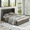 thumbnail image 4 of Mjkone Murphy Bed Chest with Charging Station, Queen Size Cabinet Bed Furniture with Foldable Foam Mattress,Space Saver Hidden Bed Frame with 2 Drawers(Bark Grey）, 4 of 9
