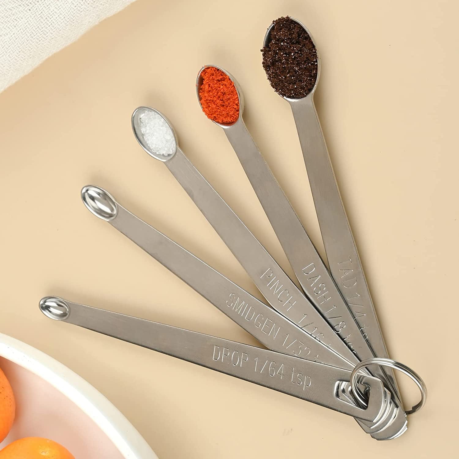 5PCS Small Measuring Spoons Set - Cuttte Stainless Steel Tiny Measuring  Spoons for Cooking Baking, 1/4 tsp, 1/8 tsp, 1/16 tsp, 1/32 tsp, 1/64 tsp