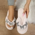 thumbnail image 2 of Lovskoo 2024 Fuzzy Slippers for Women Open Toe Warm Cute Plush Soft Soled Cotton Shoes House Slippers for Women Indoor Beige, 2 of 9
