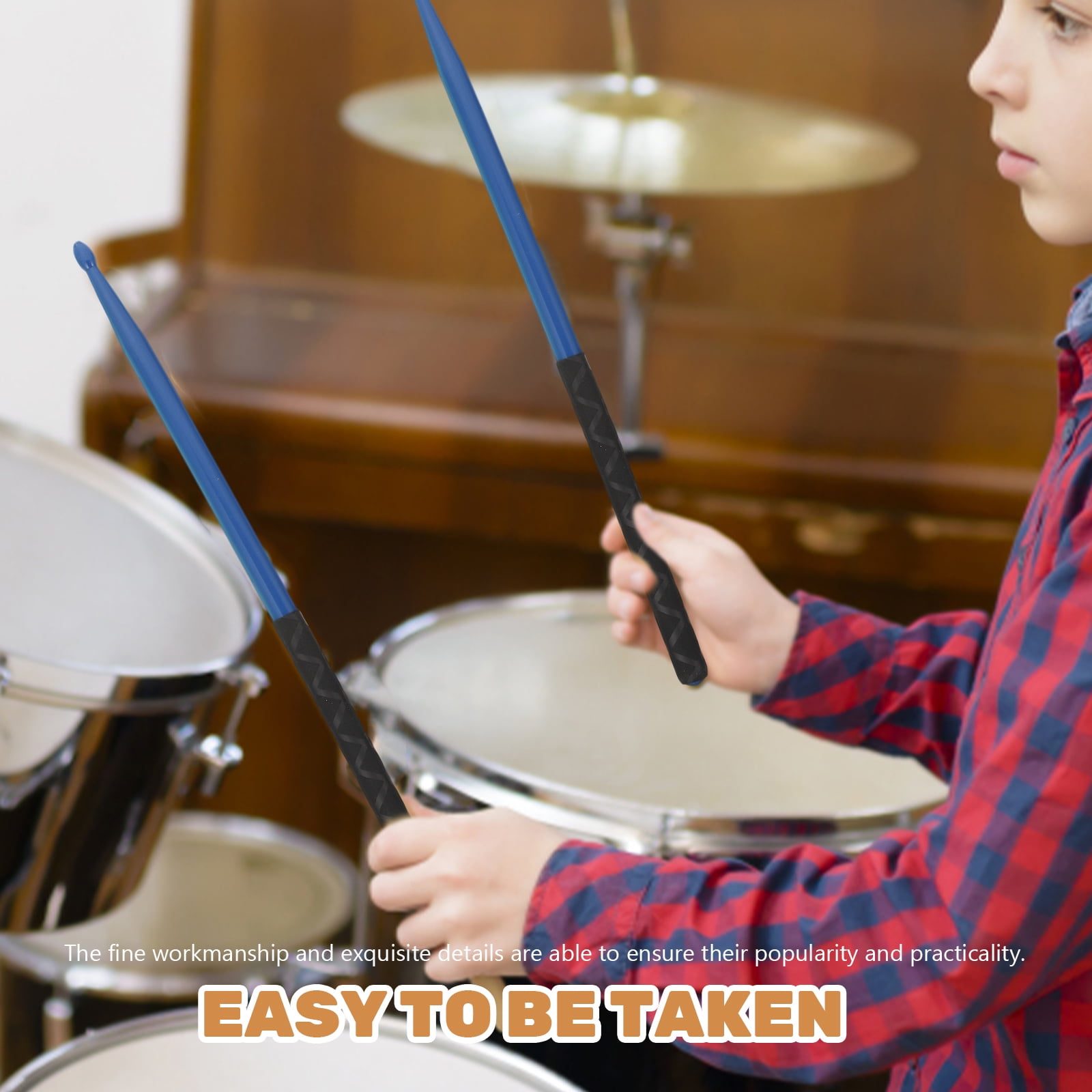 AURARMLET 5A Drum Sticks Rubber 5 Pairs For Adults Concerts 15 13X1 18X0 59in