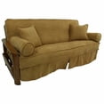 thumbnail image 3 of Blazing Needles Solid Microsuede Double Corded 8 to 9-inch Full Futon Slipcover Set with Four Throw Pillows (Set of 5)-Color:Chocolate, 3 of 3