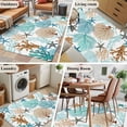 thumbnail image 6 of Coral Stars Washable Area Rugs 4'x6', Summer Sea Teal Green Brown Corals Star Low Pile Throw Living Room Rug Non-Slip Sturdy Edge Binding Carpet for Indoor Entryway Bedside Kitchen, 6 of 9
