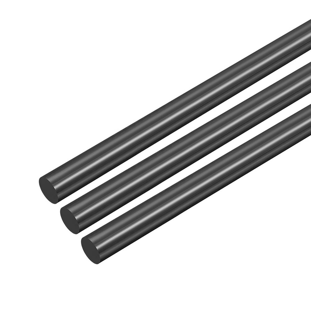 3pcs Plastic Round Rod 3/16" Dia 20" Length Black (POM