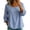 Light Blue, variant on Women Tops Shirts 3/4 Ruffle Cuff Raglan Square Neck Navy White Vertical Stripe Half Button Loose Casual Blouses Spring Fall Summer Womens Tops