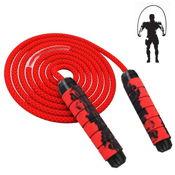 Weighted Jump Rope For Adult Fitness | Long For Cardio Exercise Workouts, Non-Slip Handles - Red