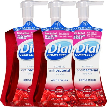 (3 Pack) Dial Complete Antibacterial Foaming Hand Wash, Power Berries, 7.5 (Best Way To Hand Wash)