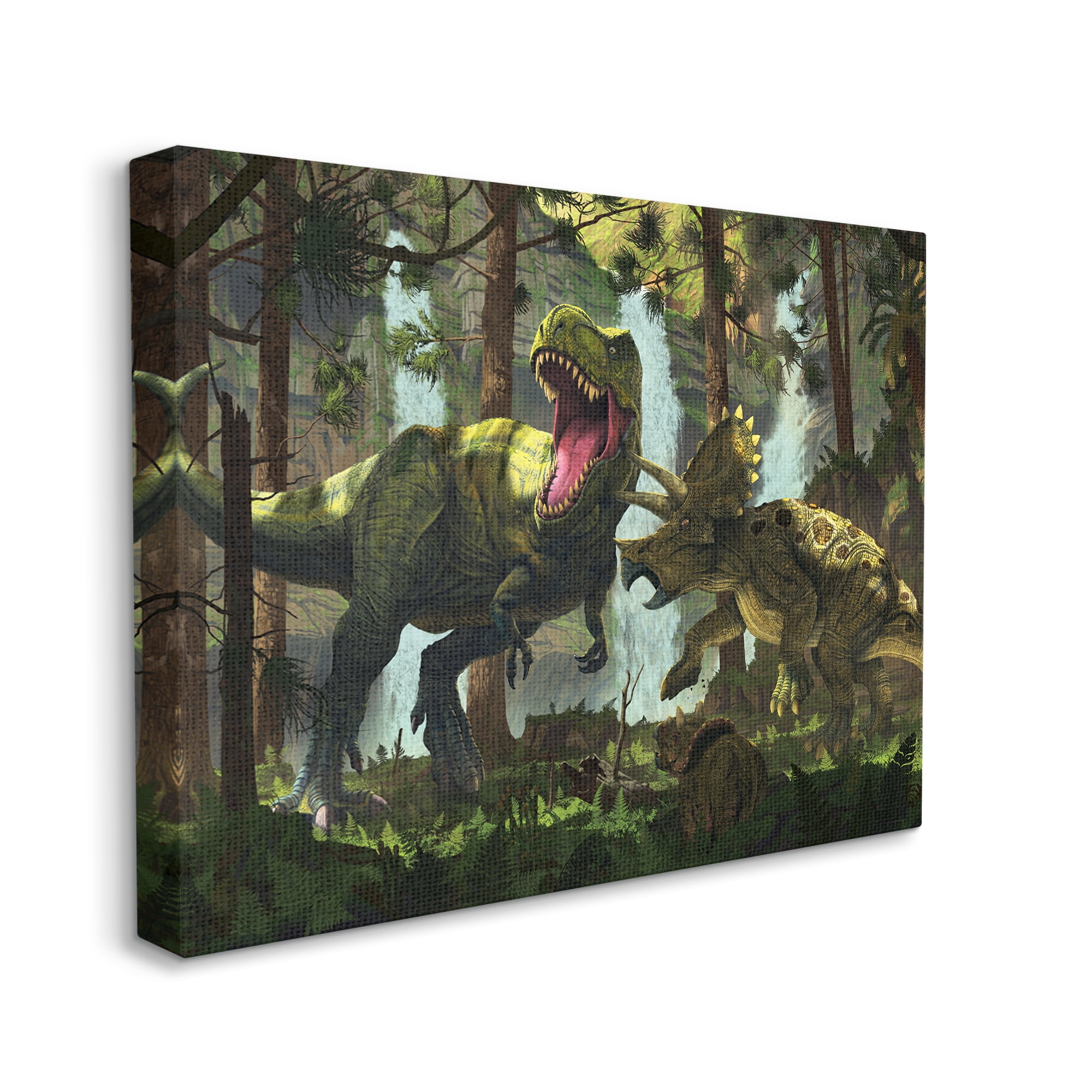 Stupell Industries Protection Dinosaurs Landscape Animals & Insects Painting Gallery Wrapped Canvas Art Print Wall Art, 48 x 36