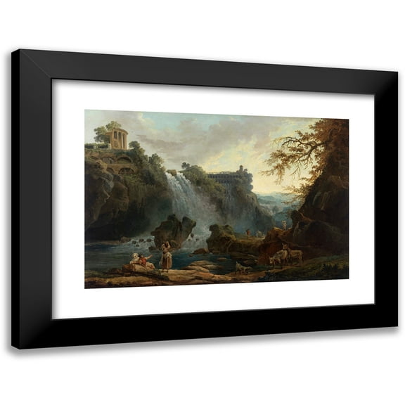 Hubert Robert 14x11 Black Modern Framed Museum Art Print Titled - Give Fall by Tivoli (1776)