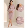 thumbnail image 2 of DARING DIVA Houndstooth Round Neck Plaid Sheath Dress M Pink, 2 of 6