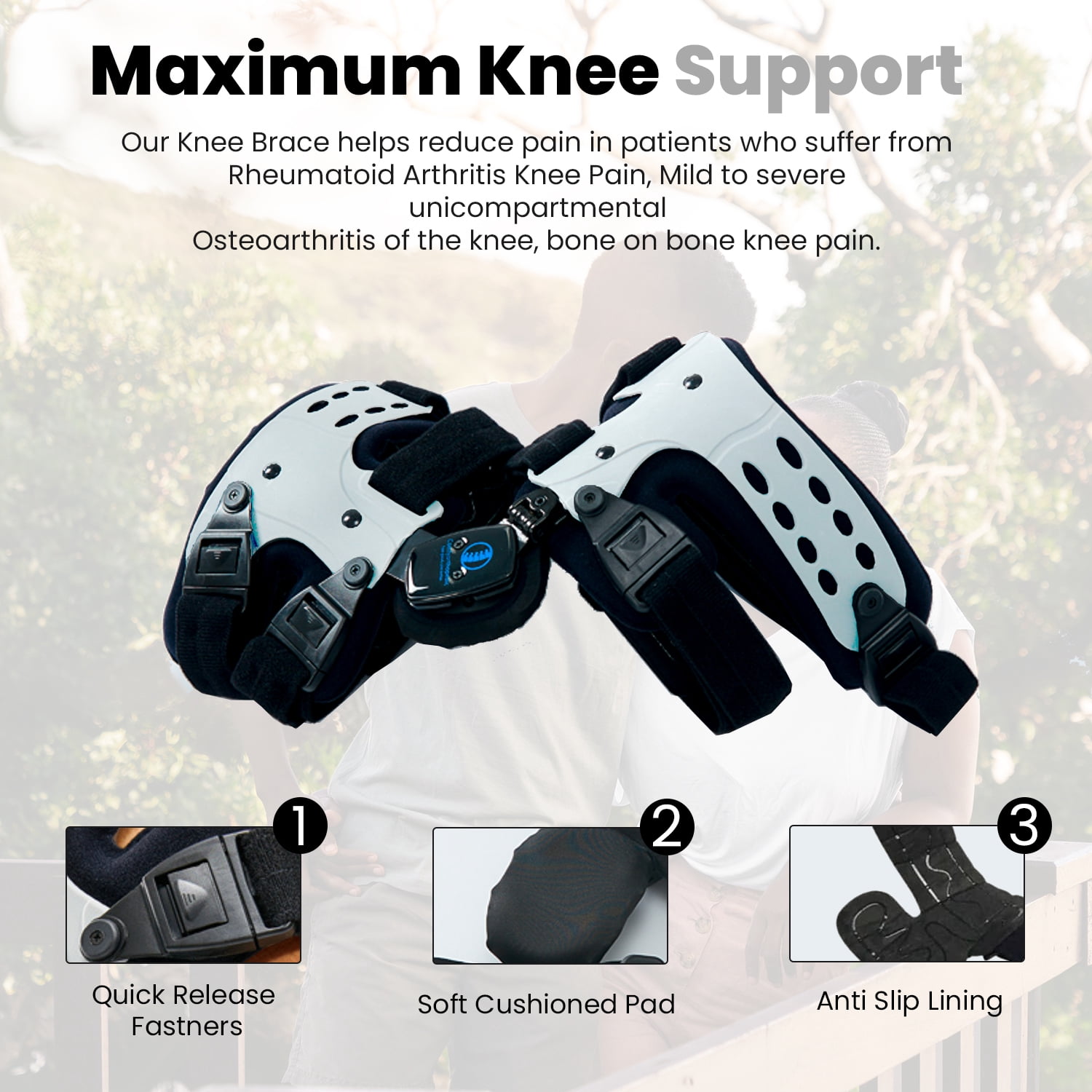 Comfyorthopedic OA Unloader Knee Brace for Osteoarthritis, Bone on Bone Arthritis,  Valgus Varus Offloading Knee Joint Pain & Cartilage Repair Degeneration- Left