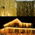 thumbnail image 1 of LED Dangling Icicle Lights, LONJY 16.4FT 216 LEDs 8 Modes Twinkle Christmas Plug in Hanging Ceiling Fairy String Curtain Lights for Bar Mall Patio Yard Indoor Outdoor Decoration(Warm White, 5M), 1 of 7