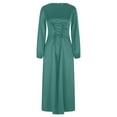 thumbnail image 5 of Antinious Wedding Guest Dress Long Sleeve Solid Color Square Neck Long Sleeve Drawstring Waist Puff Sleeve Banquet Long Dress,Fall Winter Savings!Birthday Dresses for Women,Women Party Dress,Green,L, 5 of 5