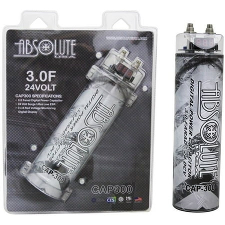 Power Station Capacitor - ABSOLUTE CAP300S 3 FARAD POWER CAR CAPACITOR FOR ENERGY STORAGE TO ENHANCE BASS DEMAND FROM AUDIO SYSTEM (SILVER)