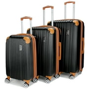 Miami CarryOn Collins 3 Piece Expandable Spinner Luggage Set (Black)