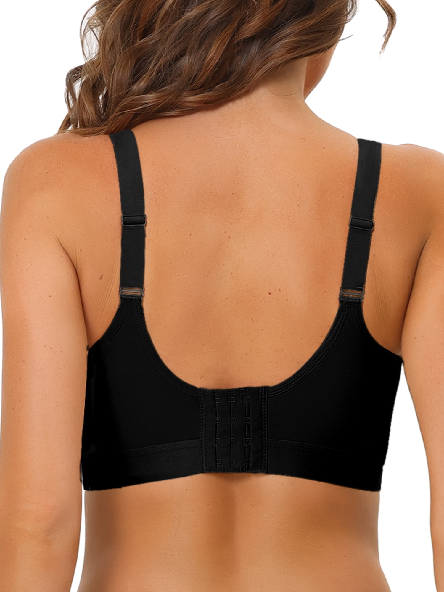 Unique Bargains Women's Wirefree Padded Bra Straps Full Coverage Bralettes 38D Black
