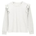 thumbnail image 4 of yocbz Tops for Teen Girls Toddler Boys Girls Long Sleeve T Shirts Casual Crewneck Basic Tees Fall Solid Color Cotton Undershirts White,Size for 9-10 Years, 4 of 5