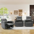 thumbnail image 2 of Bonzy Home Electric Recliner for Living Room Home Theater Seating Leather Reclining Chair Sofa Furniture with Cup Holders USB Ports and Hidden Storage, Gray, Set of 3, 2 of 10