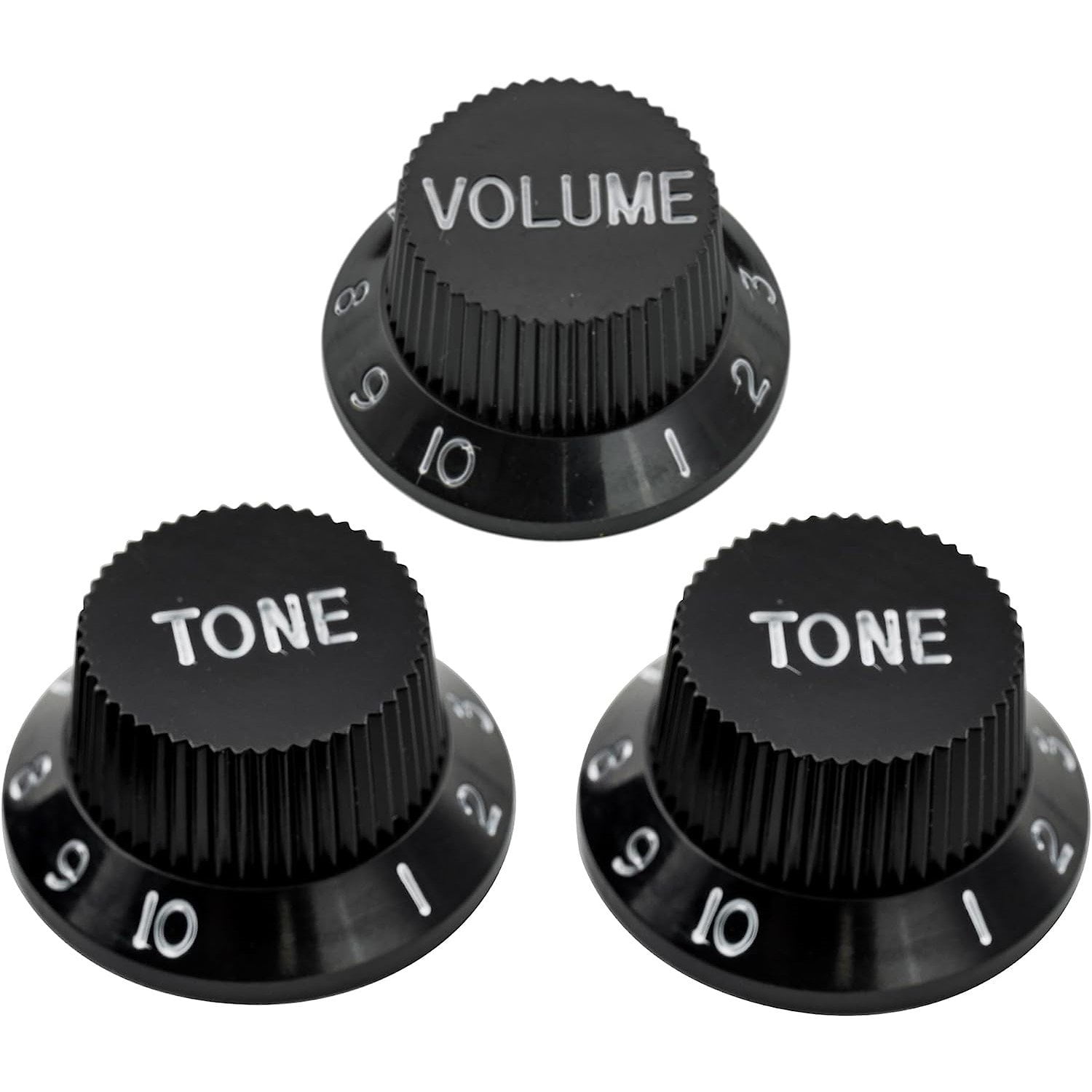 Strat Electric Guitar Control Knobs 1 Volume 2 Tone Metric ST Black
