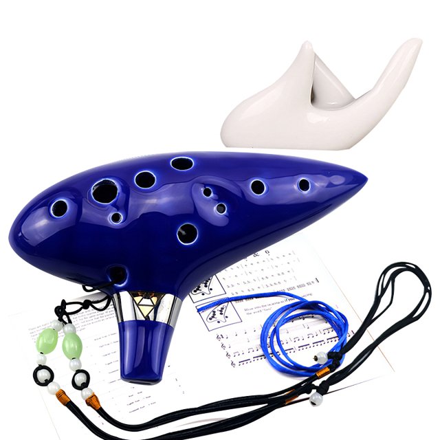 Ocarina Alto C Cerámica Piccolo Azul Musical Ocarina Para Principiantes Hogar Al Aire Libre 12 Agujeros Yuarrent EL010730-00