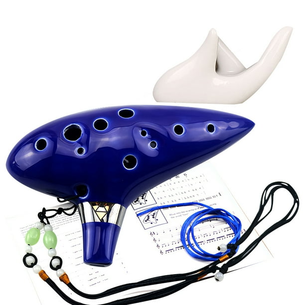 Ocarina Alto C Cerámica Piccolo Azul Musical Ocarina Para Principiantes Hogar Al Aire Libre 12 Agujeros Minnieouse EL010730-00