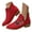 Red, variant on Oyedens Christmas Womens Boots Squirrel Animal Embroidered Suede Pointed Toe Low Heel Ankle Booties