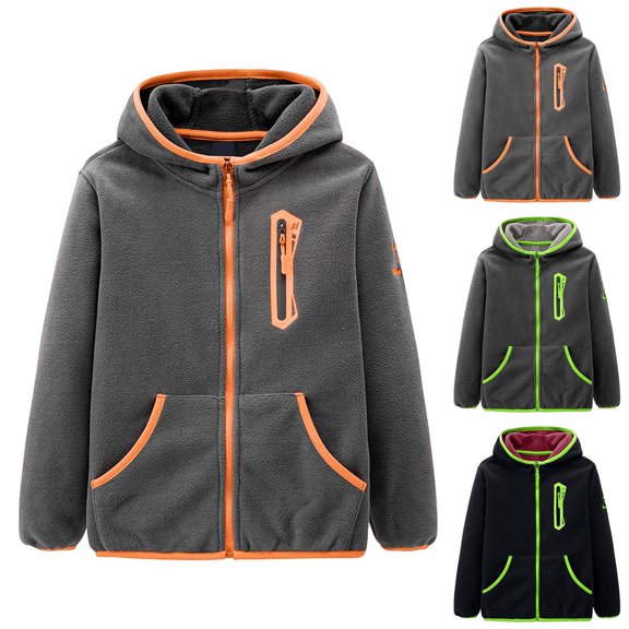 Liyamei Boys Hooded Jacket with Zipper for Winter Windproof Sport Coat Size 4-5 Years