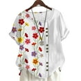 thumbnail image 1 of CLOOCL Flora Blouse Summer Women T-Shirt Short Sleeve Pullover Tops Plus Size, 1 of 6