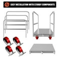 thumbnail image 3 of TROPOW Heavy Duty Steel Panel Cart Dolly, 2000 Lbs Capacity Drywall Dolly Lumber Truck Cart with 3 Side Handrails & 4 Swivel Casters, 36" L x 24" W x 33" H Platform Truck, 8 Holes, 3 of 7