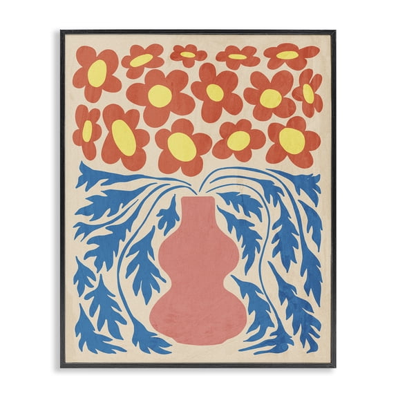 Stupell Industries Eclectic Retro Flower Pattern Vase Black Framed Giclee Art, 16 x 20, by Ziwei Li