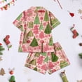 thumbnail image 6 of Wutalume Women's Festive Print Short Sleeve Pajama Set, Casual Button Down Top and Shorts, Christmas Themed Sleepwear,Pink L, 6 of 7