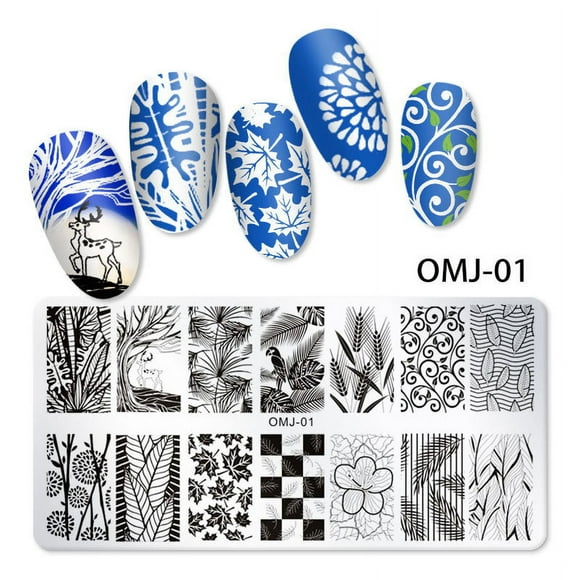 Christmas Nail Art Plates Circular Square Rectangular Stamping Plates Santa Elk Snowflake Ugly Sweater Tree Image Stamp Templates Stamping Kit DIY Print Manicure Salon Design