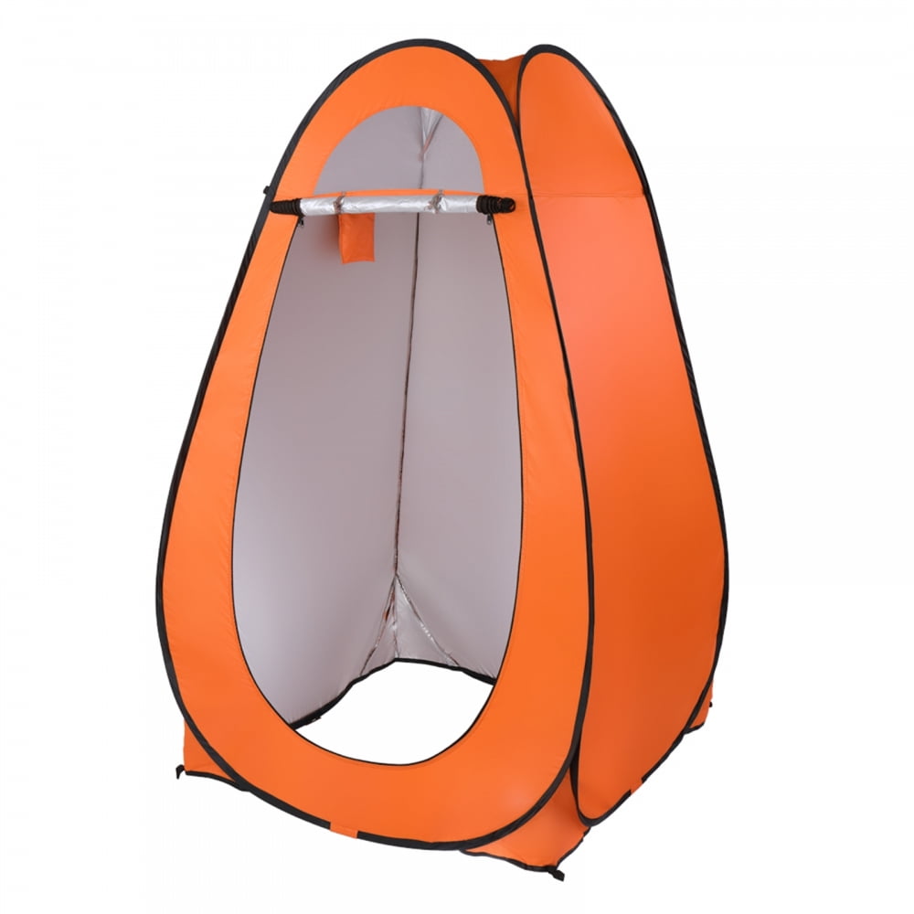 74.8" Height Portable Pop-up Toilet Shower Tent for 1-2 People, Changing Room Dressing Tent Camping Shelter with Steel Wire Construction and Large Zipper Door for Outdoor, Orange