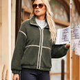 thumbnail image 5 of Women's Zipper Cropped Fleece Jacket Lapel Fuzzy Warm Winter Sherpas Coat, 5 of 8