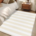 thumbnail image 5 of Cream Striped Large Area Rugs for Bedroom Living Room, Soft Non Slip Carpet Bedside Rug, Modern Farmhouse Cream White Stripes Rectangular Floor Cover Kitchen Accent Rug 3'x5' for Dining Room/Office, 5 of 9