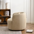 thumbnail image 5 of KINWELL Linen Blend Swivel Barrel Chair, No Assembly Upholstered 34" Wide Breathable Textured Weave Fabric Accent Chair for Living Room Office Lounge, Wheat, 5 of 14