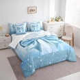 thumbnail image 3 of Manfei Blue Bowknot Bedding Comforter Set 7pcs, Glitter Stars Print King Bedding Sets, 3 of 7
