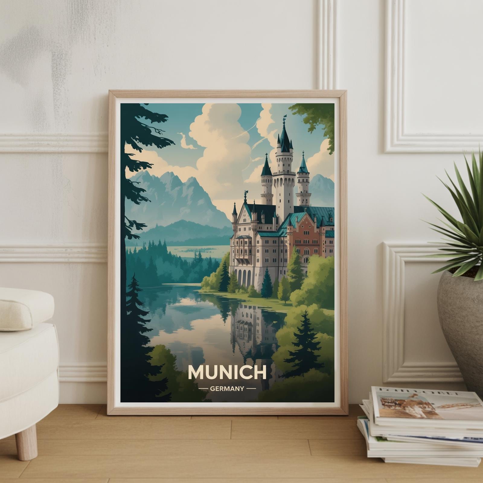 Munich Cityscape Poster, Germany Travel, European Landmark Poster , Poster Print Only