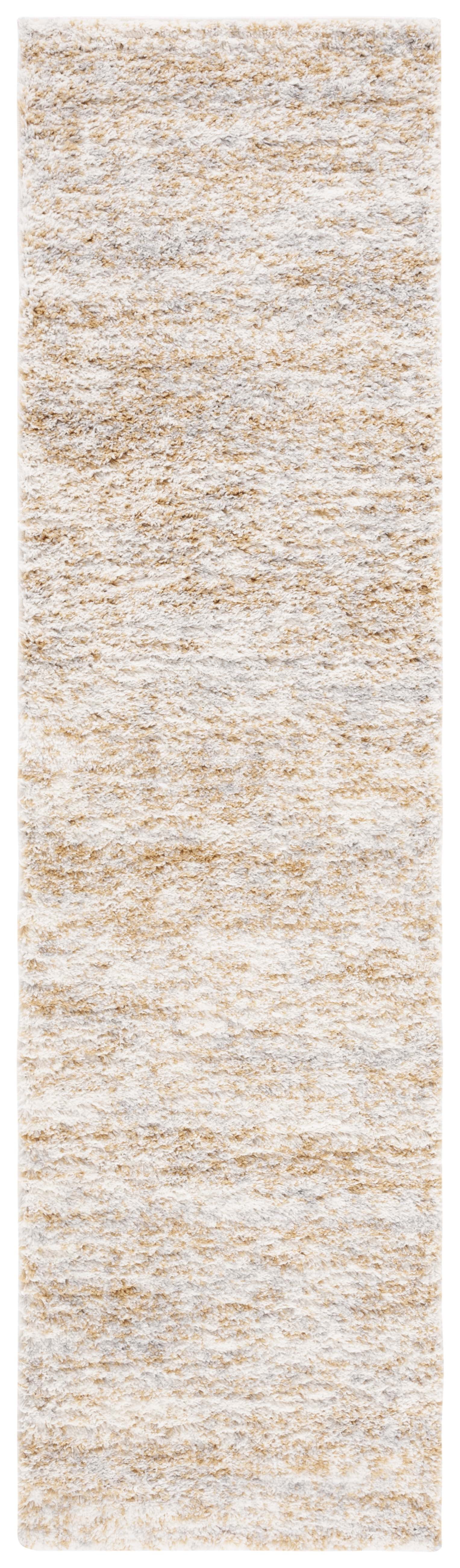 Safavieh Berber Torvald Abstract Polyester Shag Runner Rug, Ivory/Light Gold, 2'3" x 10'