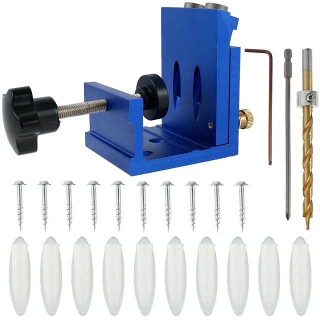 Pocket Hole Jig Aluminum Drill Guide Kit Adjustable Woodworking Punch Locator Angled Hole Punch Positioner Kit High Precision Durable Drill Jigs Guides Joint Angle Power Tool Carpentry Se