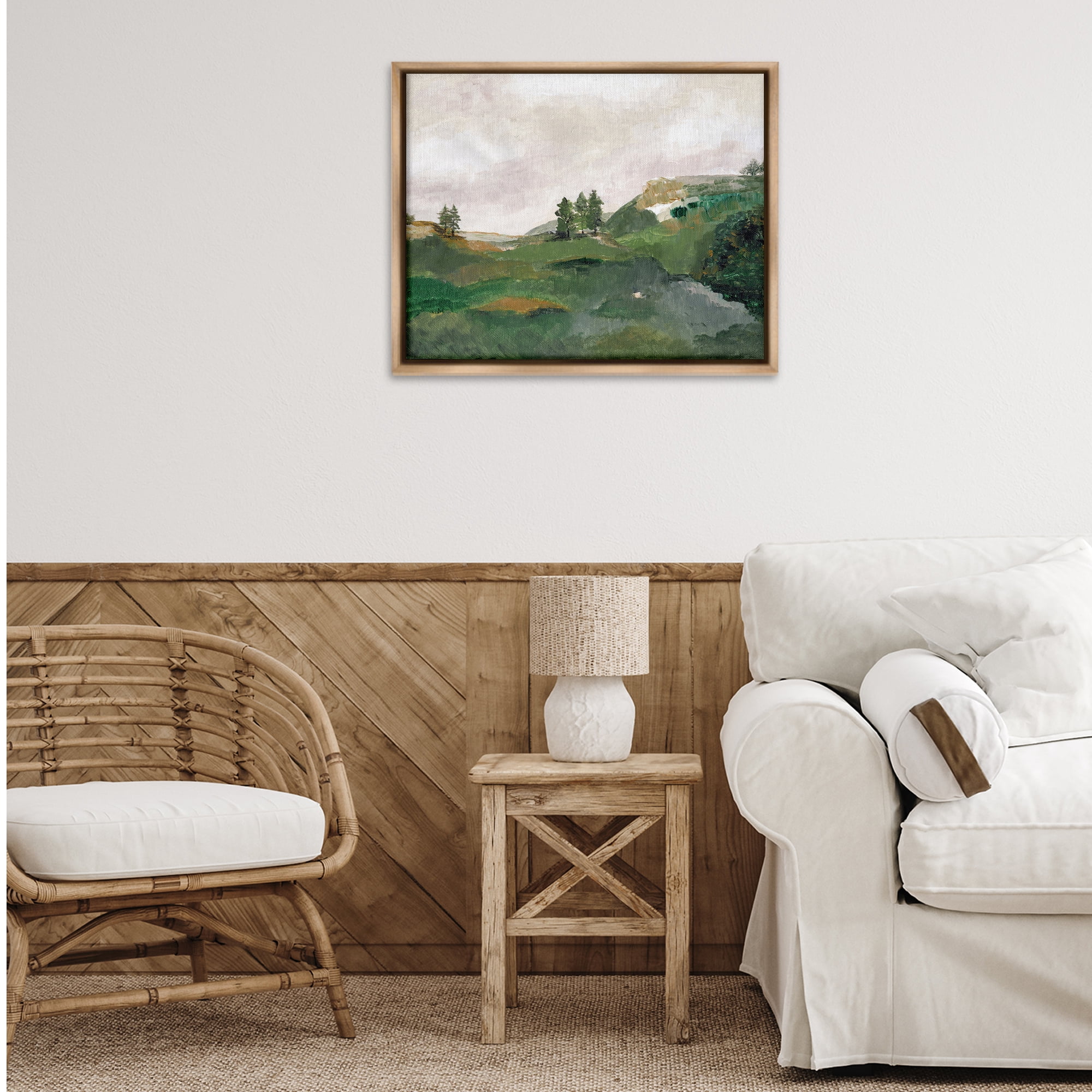 Stupell Industries View From Grandma's Window Landscape & Nature Painting Brown Floater Framed Canvas Art Print Wall Art, 31 x 25