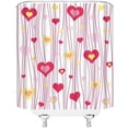 thumbnail image 3 of Valentine''s Day Shower Curtain Red Pink Yellow Heart Line Striped Geometric Sweet Love Romantic Women Girl Bathroom Home Curtain with Hooks,70" Wx70 H, 3 of 6
