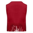 thumbnail image 6 of BRGZLK Short Suede Fringe Vest for Kids Fashion Solid V-Neck Sleeveless Western Cow Vest Faux Leather Fall Dress Up Party Outfit Wine 9-10 Years, 6 of 7